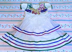 Embroidered White Anarkali Kurta Set