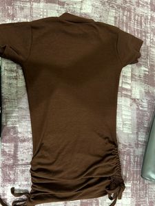 Brown Fitted Mini Dress