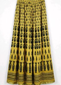 Boho Yellow Black Print Maxi Skirt
