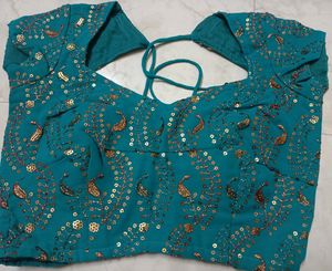 Wedding Wear Rama Green Padded Blouse -30/32"