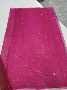 Pink Net fabric with Sequins 2.35 meter