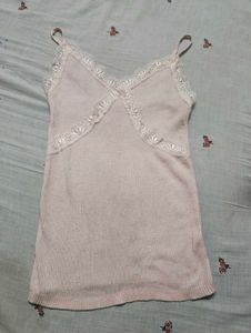 Pink Lace Trim Cami Top