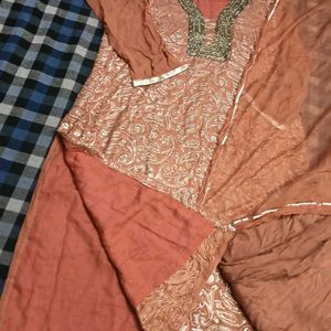 Elegant Rust heavy Sequence work Suit