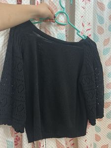Black woven offshoulder top