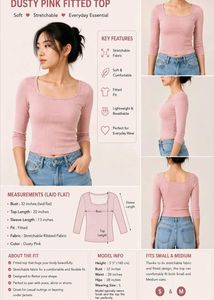Ribbed Pink Square Neck Top