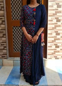Stylish Navy Blue &amp; Red Kurta