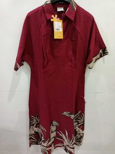 Elegant Red Midi Shirt Dress