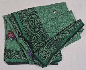 Elegant Green Saree with Floral Embroidery