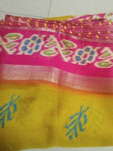 Vibrant Yellow and Pink Saree
