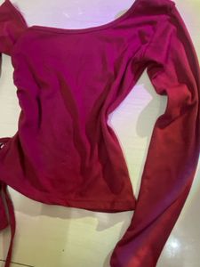 Chic Red Long Sleeve Off-Shoulder Top