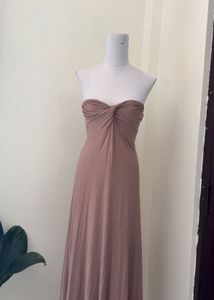 Elegant Strapless Ruched Maxi Dress
