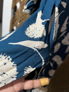 Elegant Blue Floral Print Kurta Set With Duppta