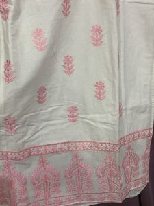 White Kurta wth Pink Embroidery
