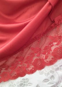 Elegant Red Lace Trim Nightgown