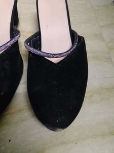 Elegant Black Mules with Embellishment