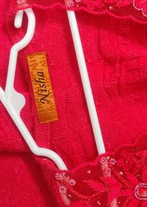 Partywear lace work Cardigancarrot pink