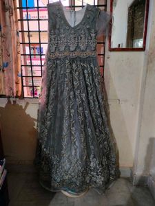 Elegant Grey Embroidered Gown (never used)