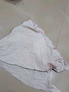 Elegant White Scaffe with Floral Border