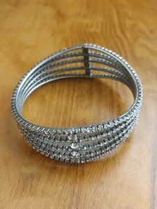 Diamonds Silver Bangle Bracelet