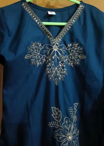 Embroidered Teal Kurta