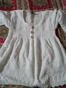 White Kurta with Striped Palazzo
