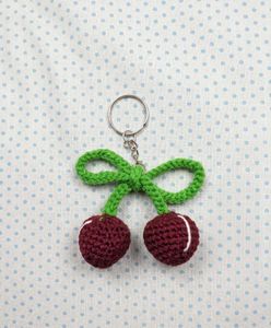 Handmade Crochet Cherry Keychain
