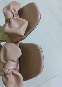 Nude Bow Block Heels