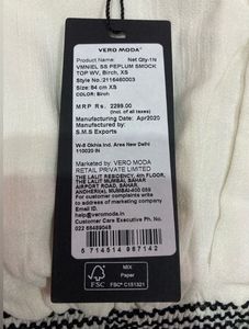 Vero Moda Women White &amp; BlackStriped Cinched Waist