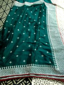 Beautiful Emerald Green Saree with Blouse