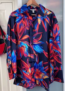 Vibrant Floral Print Button-Down Shirt
