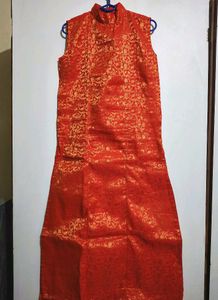 ORANGE PETALS DESIGN BROCADE KURTI