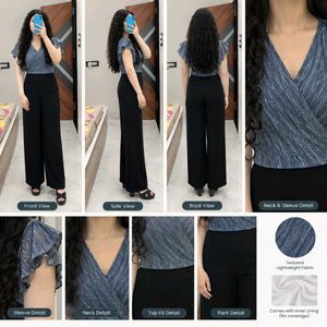 Textured Wide-Leg Jumpsuit