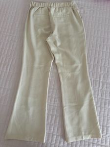 Cream Flare Pants with Slit Detail