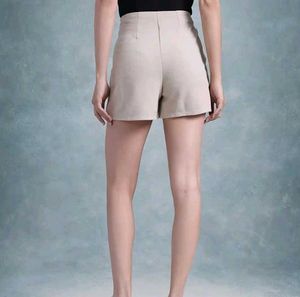 Chic Beige Wrap Skirt Shorts