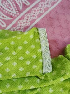 108. Lime Green Kurta with White Embellishments