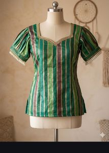 Emerald Green Striped short kurti