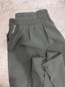 Olive Green Cargo Pants with Zipper Pockets