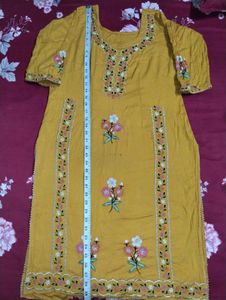 Embroidered Yellow Kurta