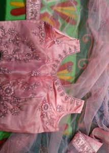 Pink Embroidered Dress Material