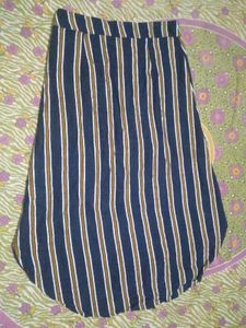 Striped Button-Front Midi Skirt