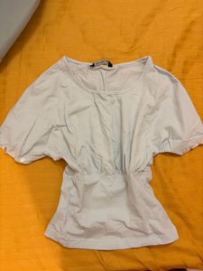 Stylish Women's Light Blue Button Top