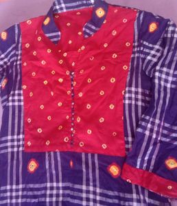 Bandhani Kurti/gown/dress with Dupatta