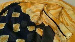 Yellow &amp; Blue printed Saree