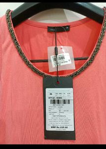 Coral Beaded Neck Tank Top