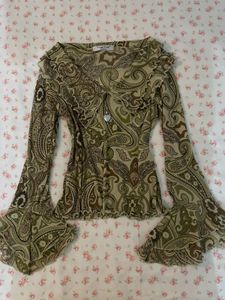 Paisley Print Bell Sleeve Top