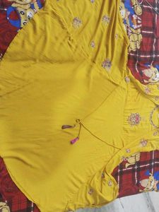 Yellow floral  Embroidered Kurta/dress