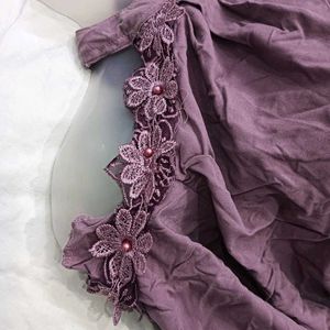 Purple Cold 34,36👗 Shoulder Lace Trim Top