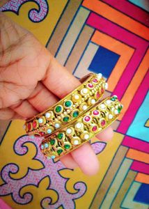 Colorful Gemstone Bangles (Set of 2)