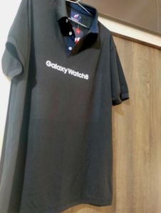 Limited Black Polo T-Shirt - Galaxy Watch 8 Print