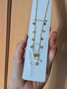 Gold Tone Layered Charm Necklace